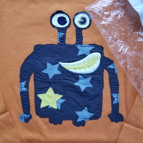 2010 nwt Mini Boden 5-6 years orange star monster tee - Picture 4 of 8
